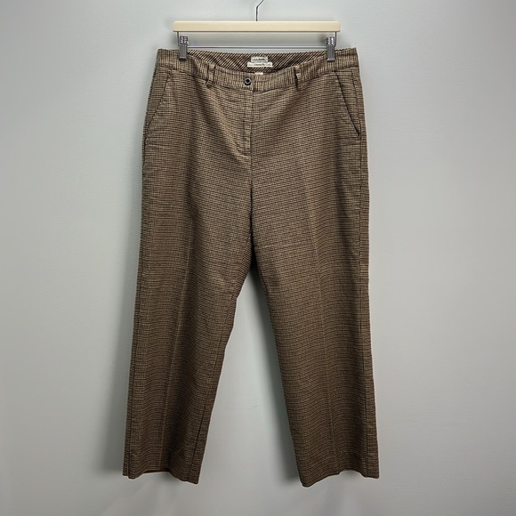 L.L. Bean Pants - L.L. Bean Womens Houndstooth Dress Pants Classic Fit 14 Tan Classic Old Money
